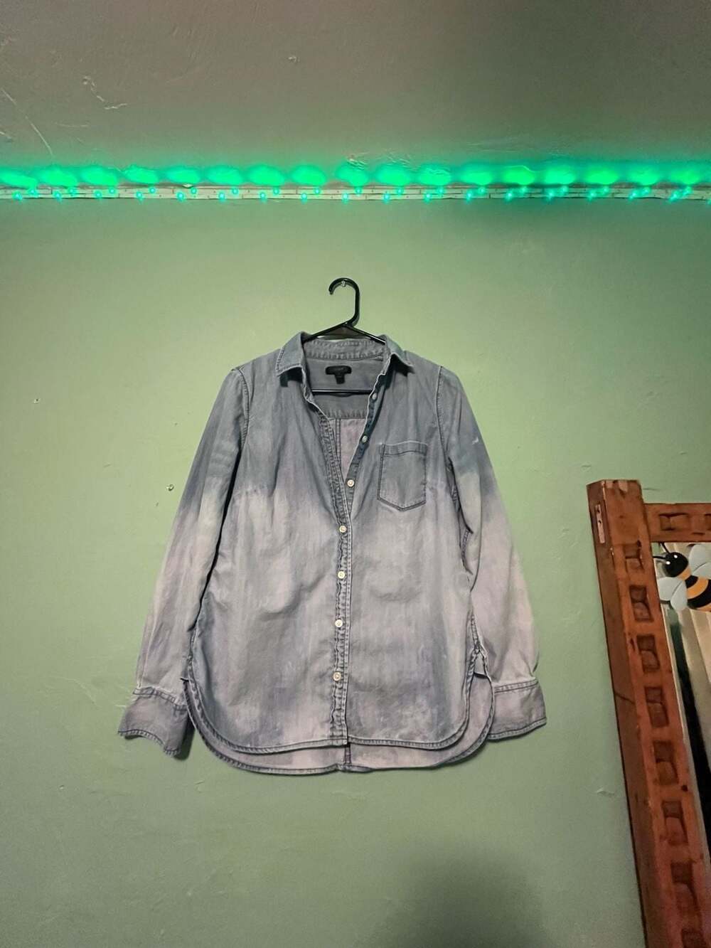 Custom bleach ombré J.Crew Denim Shirt Size 4 Light Wash Chambray Top